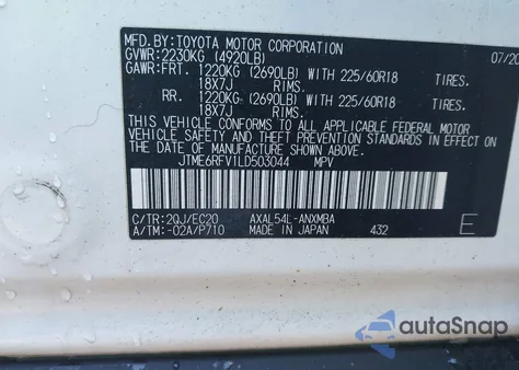 2020 Toyota Rav4 Hybrid Xse из США, поврежденный, VIN JTME6RFV1LD503044